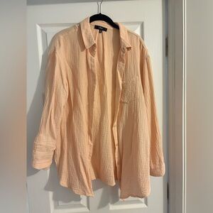 Lulus Crinkle Cotton Gauze Long Sleeve Button Down